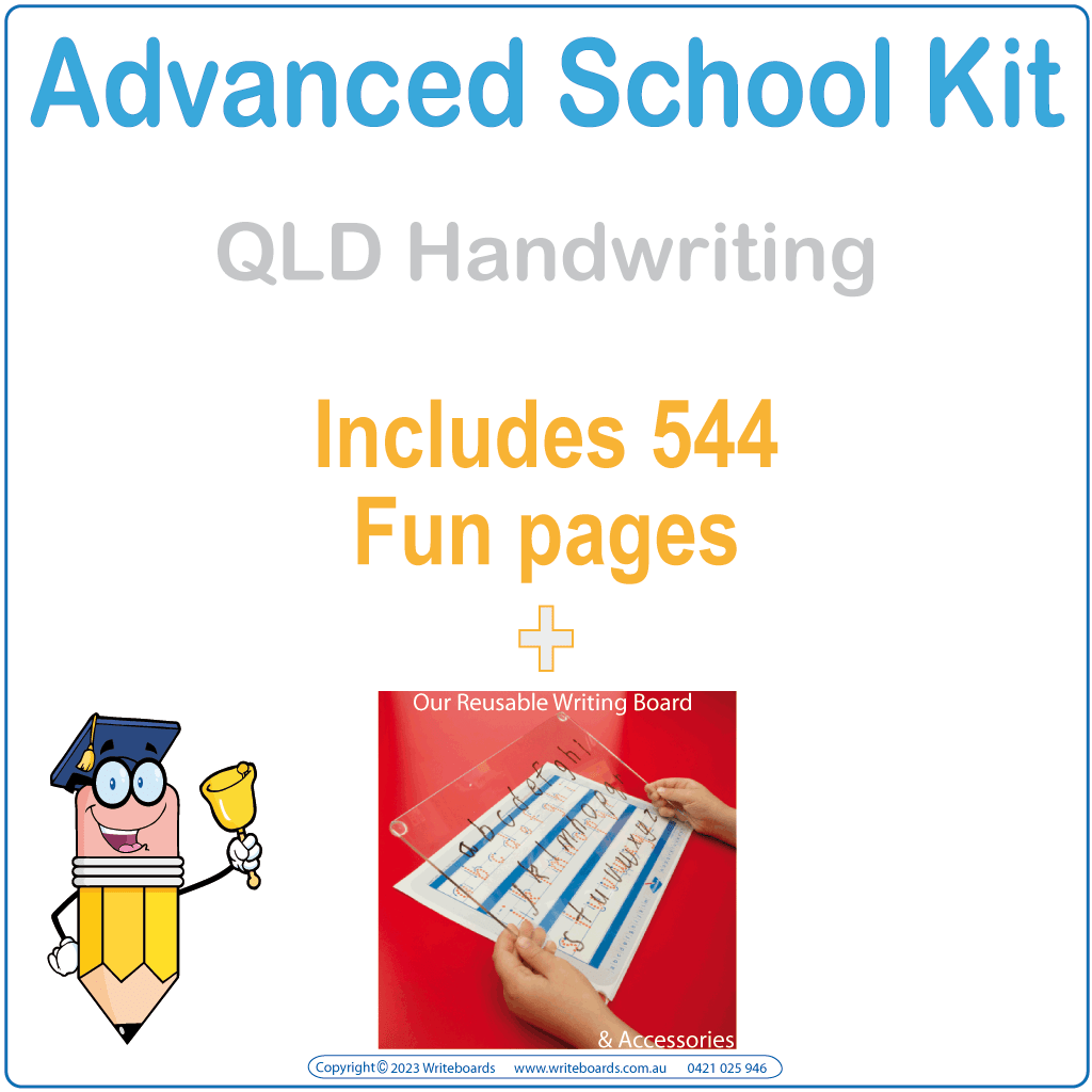 QLD Advanced School Kit includes our Aussie Made & Owned Reusable Writeboard & 544 Free Pages