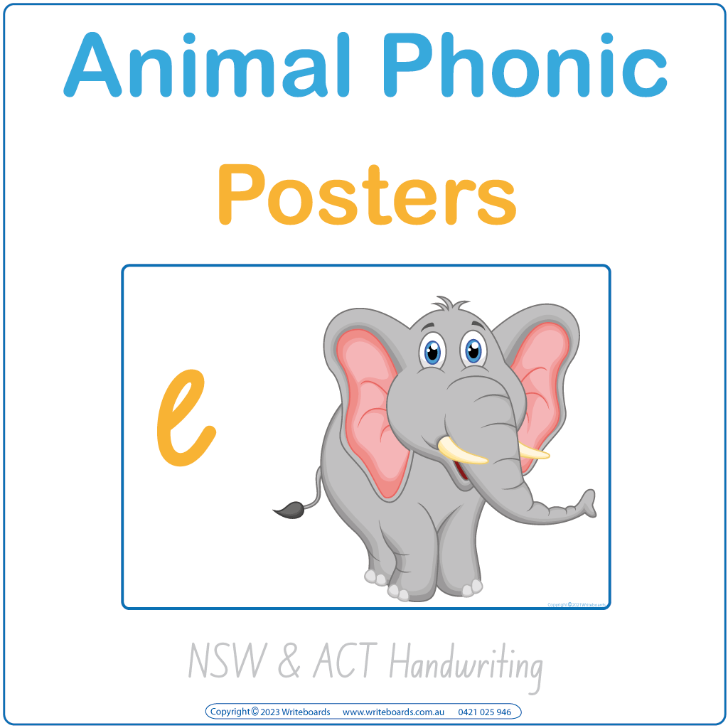 NSW Phonic Posters to brighten up your child’s room, Animal Phonic Posters using NSW School Handwriting