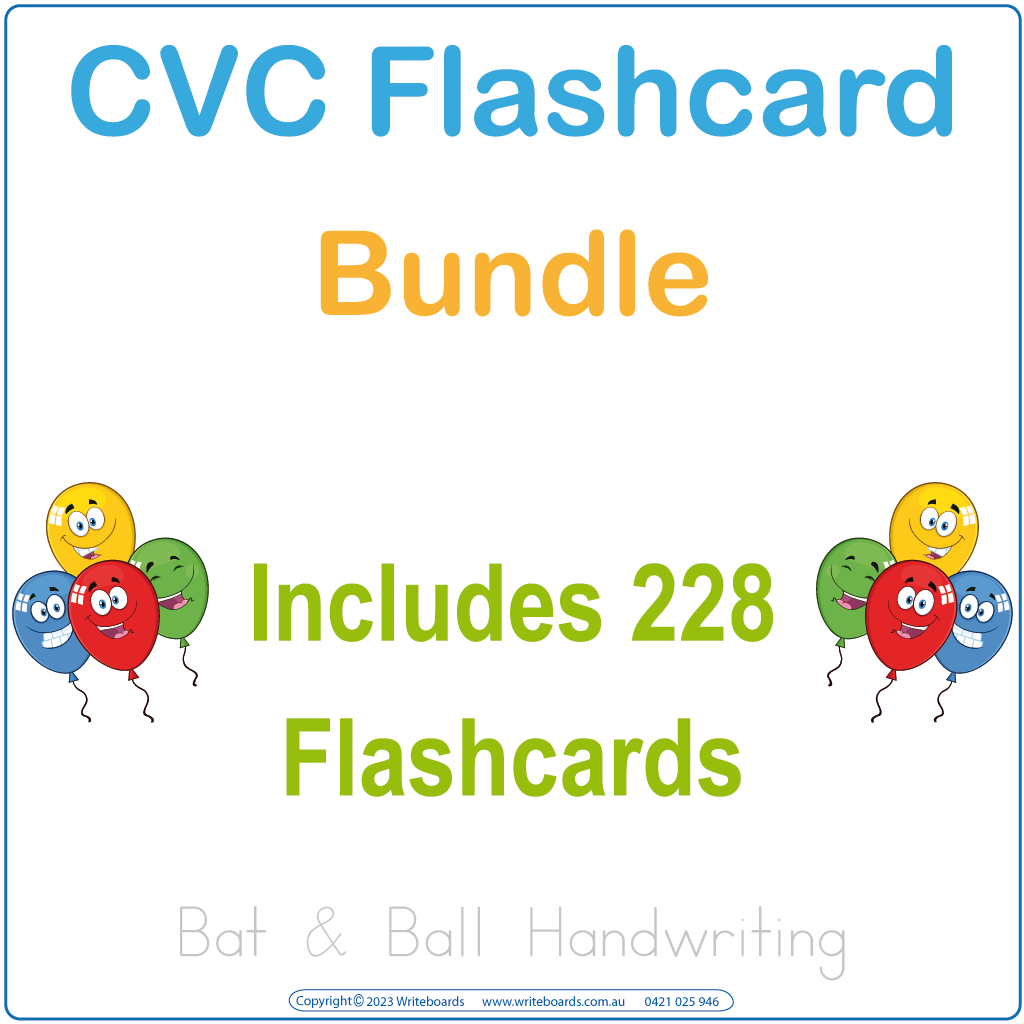 Printable CVC Flashcard Bundle contains 228 CVC Words, CVC Flashcard Bundle with Pictures using Animal Phonics