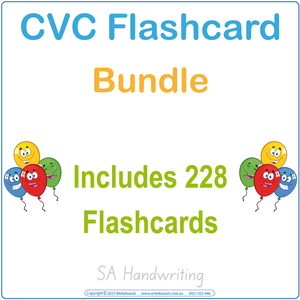 SA CVC Flashcard Bundle, SA Rhyming CVC Flashcard Bundle, Printable SA Animal Phonics CVC Flashcard Bundle