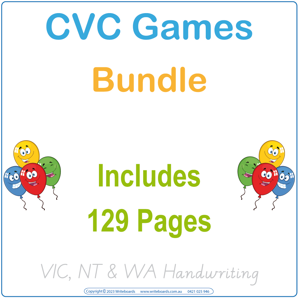 CVC Words Games Pack Bundle for VIC, VIC Animal Phonics Games Bundle, WA CVC Words Bundle