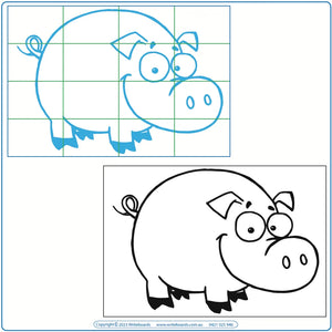 Teach your child how to draw farm animals using a grid & a Reusable board