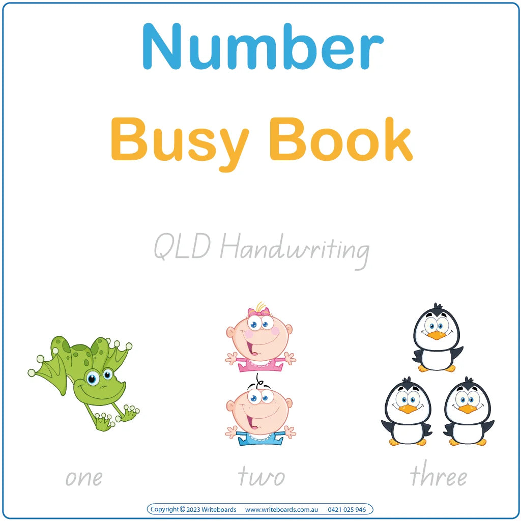 Teach Your Child Their Numbers using QLD Handwriting, QLD Numbers Busy Book, QLD Number Quiet Book