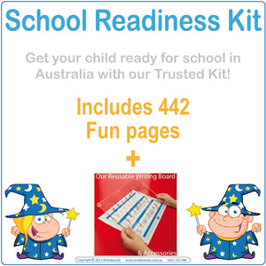 Our Australian School Readiness Kits includes 442 FREE downloadable pages, plus our Eco-Friendly Reusable Writeboard