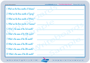 NSW Foundation Font worksheets and flashcards that include learning about today, weeks, months, seasons etc.