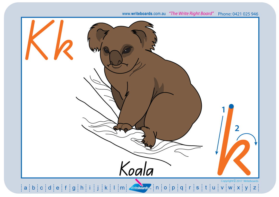 QLD Modern Cursive Font School Readiness Australian Animal Alphabet Worksheets for Childcare and Kindergarten