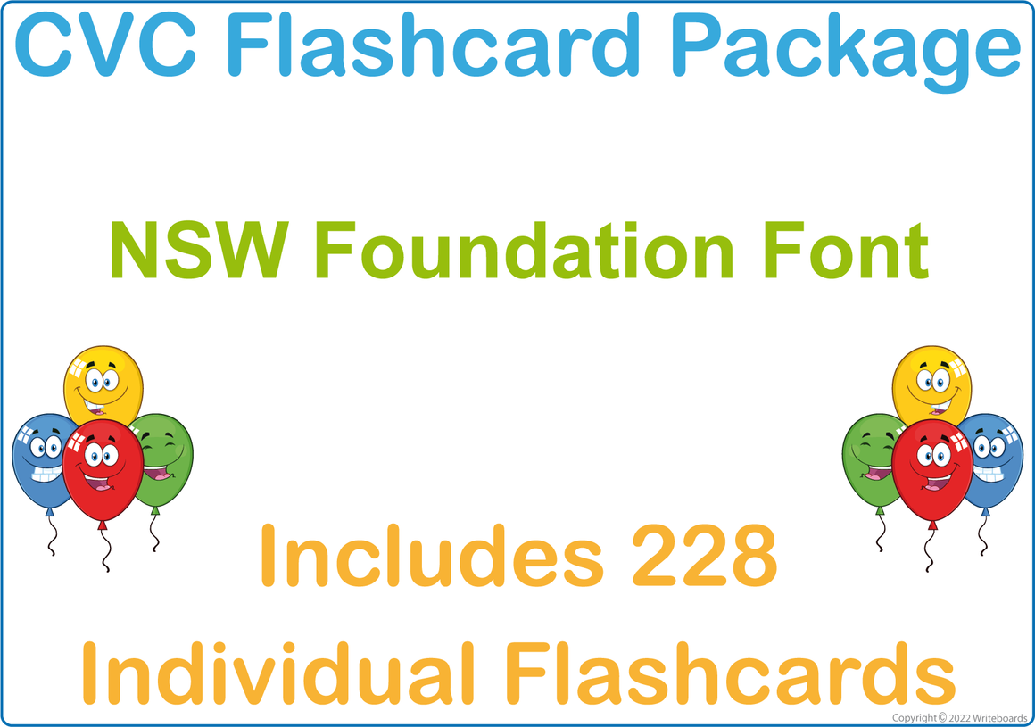 NSW Foundation Font CVC Flashcard Package for Teachers, NSW Foundation Font CVC Package for Childcares