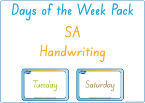 Busy Book Days of the Week completed using SA Beginner's Font
