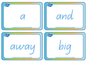 Dolch Words Flashcards completed using QLD Modern Cursive Font for Tutors and Occupational Therapists