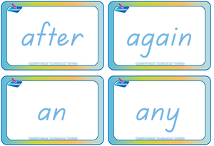 Dolch Words Flashcards completed using TAS Modern Cursive Font for Tutors and Occupational Therapists