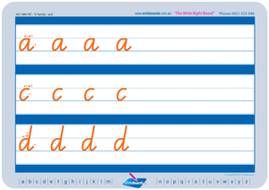 VIC Modern Cursive Font Family Letter Worksheets for Occupational Therapists and Tutors
