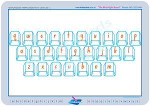 QWERTY keyboard with the NSW Foundation Font handwriting for Tutors and Occupational Therapists