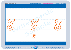 QLD Modern Cursive Font Beginner Number Worksheets for Tutors and Occupational Therapists