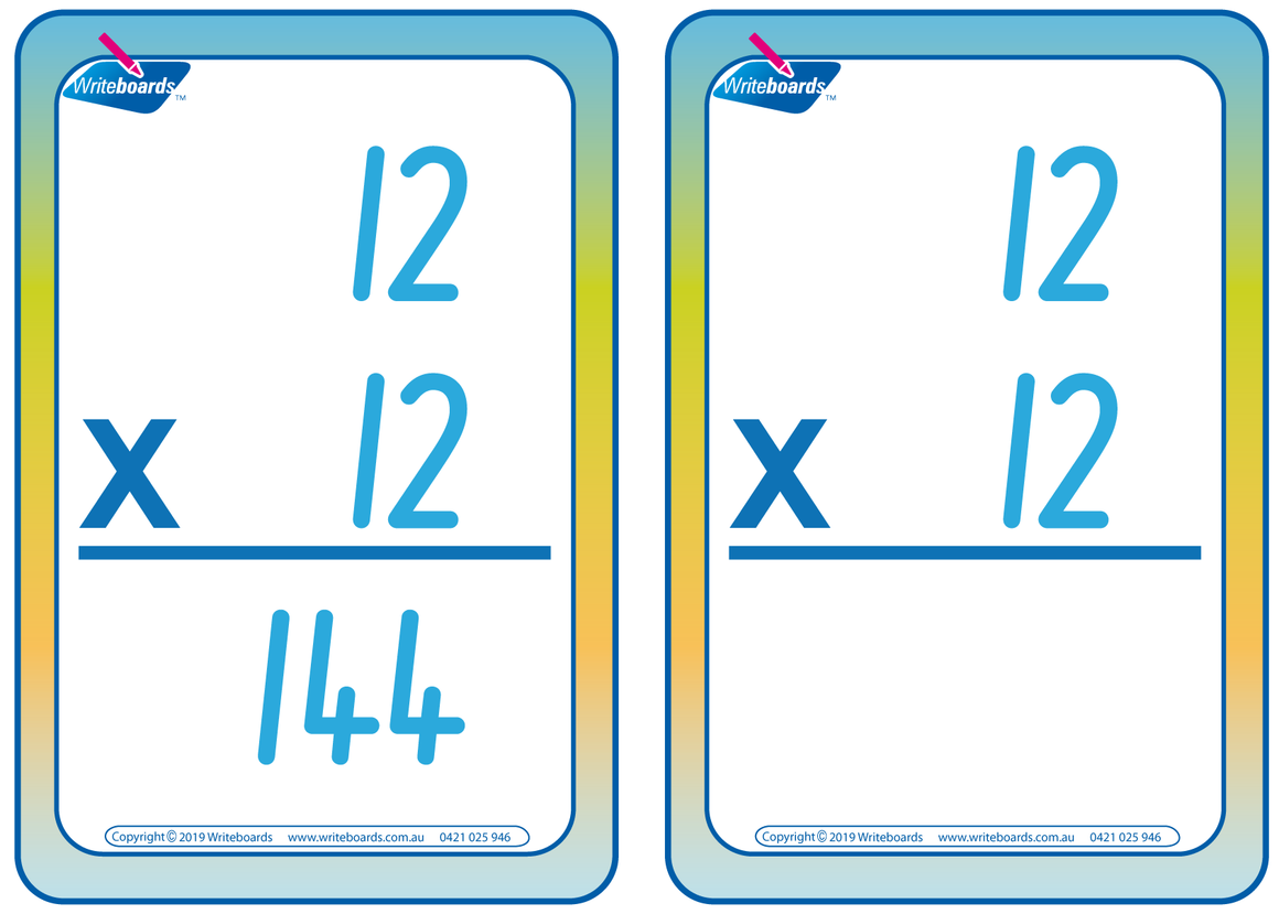 NSW Foundation Font Times Tables Flashcards for Tutors and Occupational Therapists