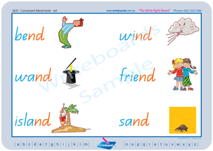 QLD Childcare Resources, QLD Colour Coded Phonic Consonant Blends Worksheets and Flashcards, QCursive Worksheets