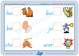 QLD Childcare Resources, QLD Colour Coded Phonic Consonant Blends Worksheets and Flashcards, QCursive Worksheets