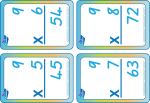 Times Tables Flash Cards completed using QLD Modern Cursive Font, QLD Times Tables Flashcards