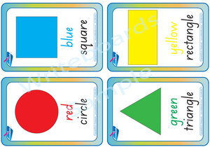 SA Childcare and Preschool Resources, SA Modern Cursive Font Shape and Colour Flashcards