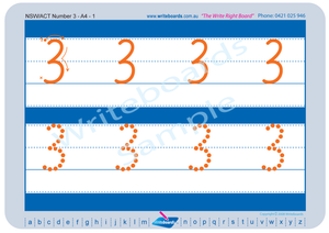 NSW Foundation Font number tracing worksheets for teachers, early stage one resource for teachers