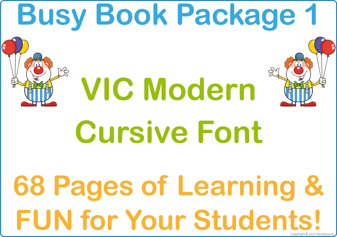 VIC Modern Cursive Font Busy Book Package One