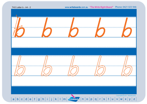 TAS Modern Cursive Font alphabet and number handwriting worksheets, TAS tracing worksheets