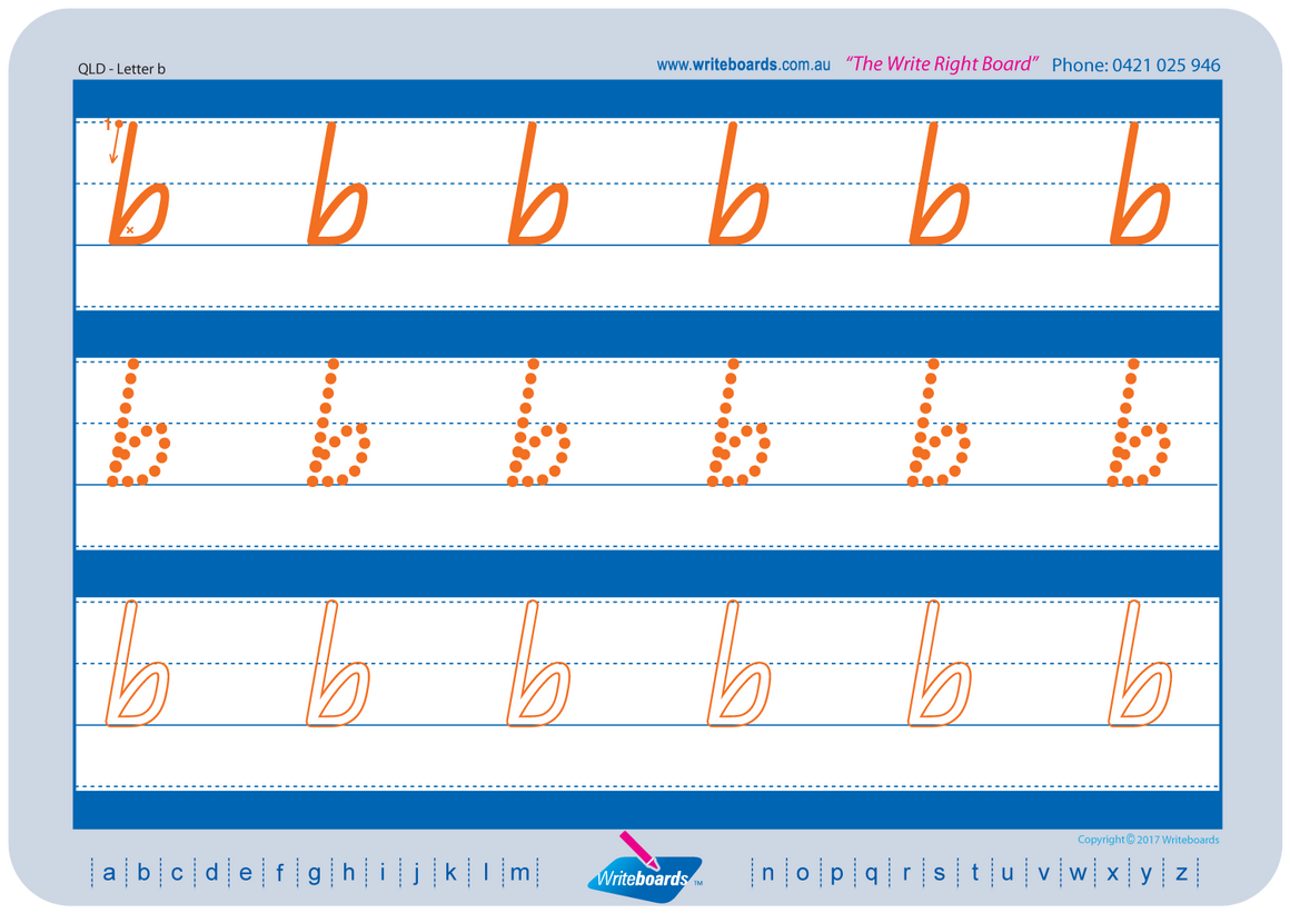 QLD Modern Cursive Font Lowercase Alphabet Worksheets for Tutors and Occupational Therapists