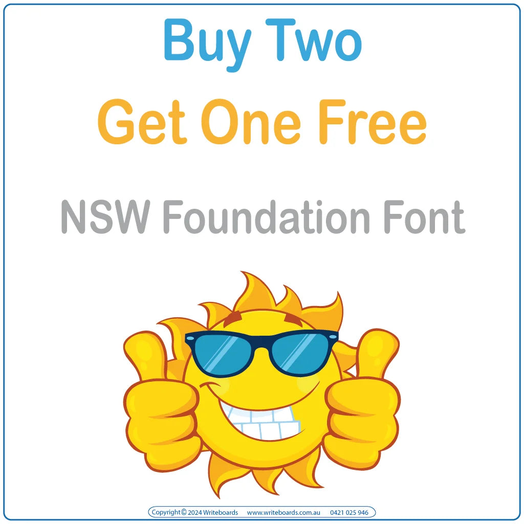 Teachers use NSW Foundation Font Worksheets and Flashcards smartboard friendly resources buy two get one free