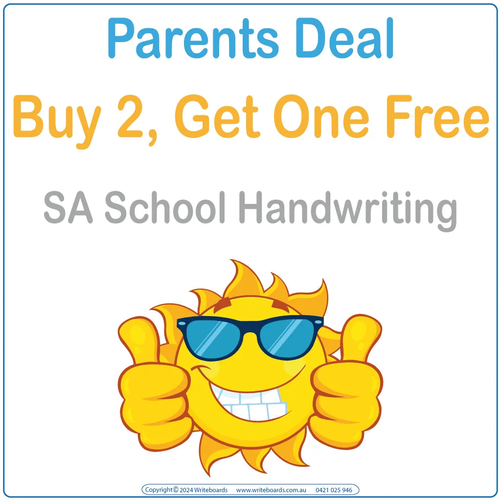 SA Modern Cursive handwriting worksheets and flashcards for parents printable buy two get one free