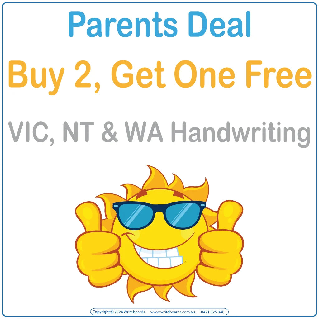 VIC Modern Cursive handwriting worksheets and flashcards for parents printable buy two get one free