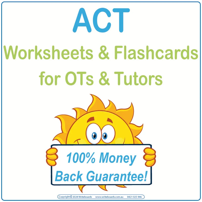 Downloadable & Printable Worksheets & Flashcards for ACT Occupational Therapists and Tutors