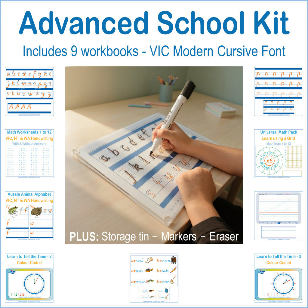 VIC Modern Cursive Advanced School Kit for Messy Writers and kids needing more support