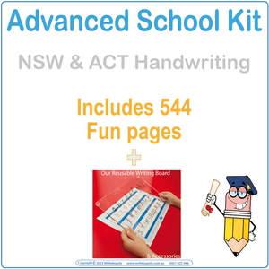 NSW Advanced School Kit includes 544 pages of Worksheets & Flashcards + our Reusable Writing Board 