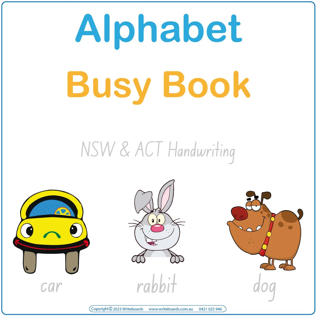 NSW Alphabet Busy Book, NSW Alphabet Quiet Book, Teach Your Child NSW & ACT Handwriting