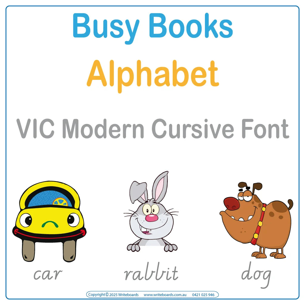Teach the alphabet with ease using this VIC Modern Cursive Font Busy Book including 27 pages