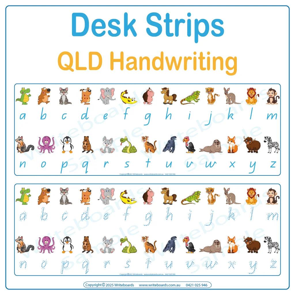 Download & Print QLD School Handwriting Animal Phonics Desk Strips to help your child