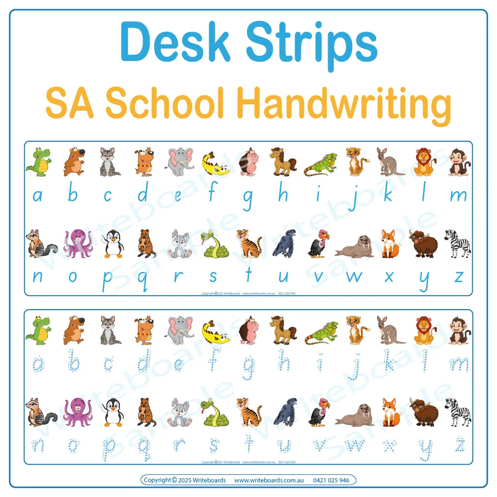 Download & Print SA Handwriting Animal Phonics Desk Strips to help your child