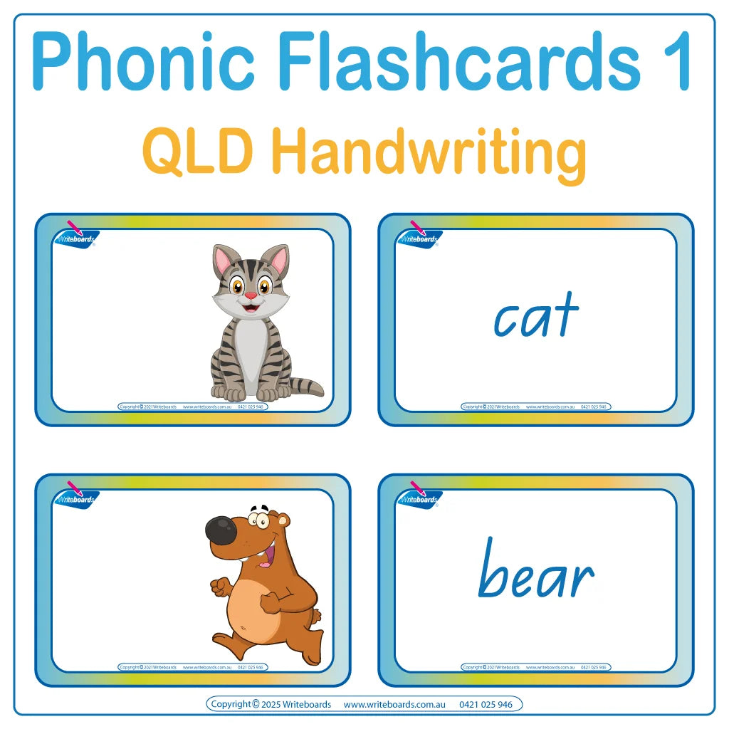 Animal Phonics Flashcards Pack with vibrant pictures and names for kids in QLD aged 3 to 7