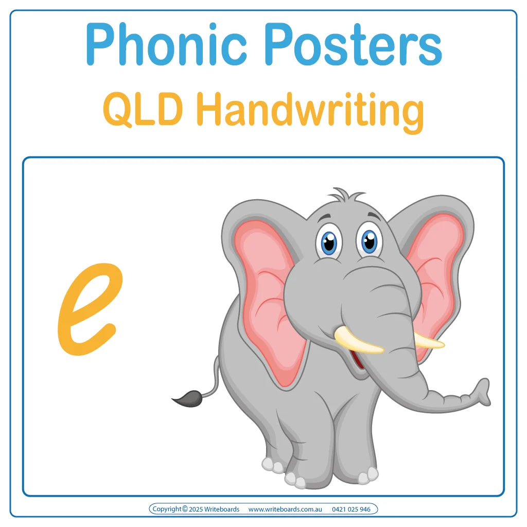 QLD Colourful Animal Phonics Posters featuring alphabet letters and animal illustrations for your child