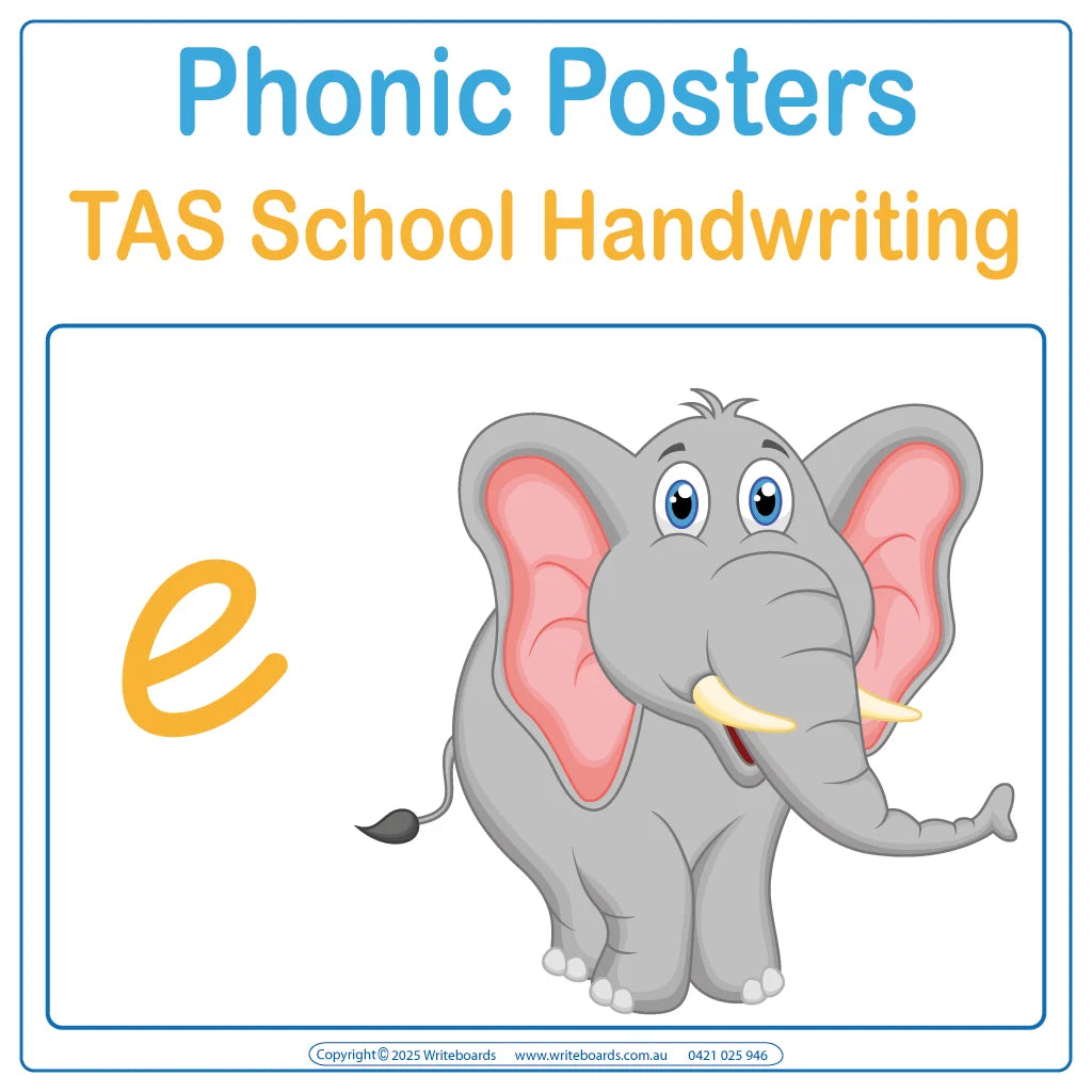 TAS Colourful Animal Phonics Posters featuring alphabet letters and animal illustrations for your child
