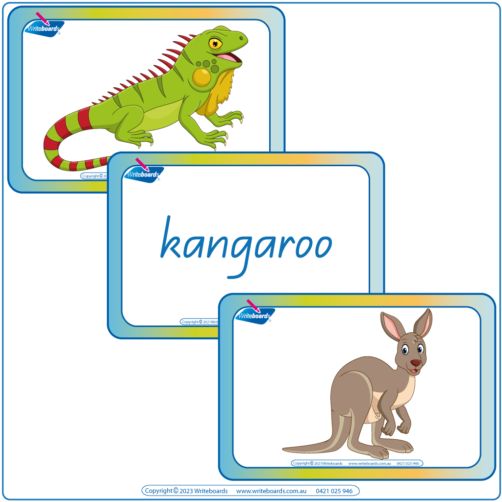 Animal Phonics Flashcards Pack with vibrant pictures and names for kids in QLD aged 2+