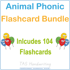 TAS Animal Phonics Flashcard Bundle, TAS Zoo Phonics Flashcard Bundle, TAS Modern Cursive Font Phonic Flashcards