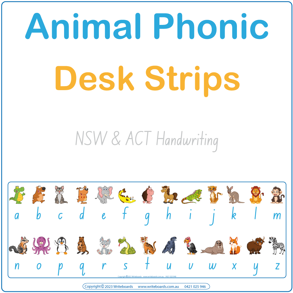 Download & Print NSW & ACT Handwriting Animal Phonics Desk Strips to help your child