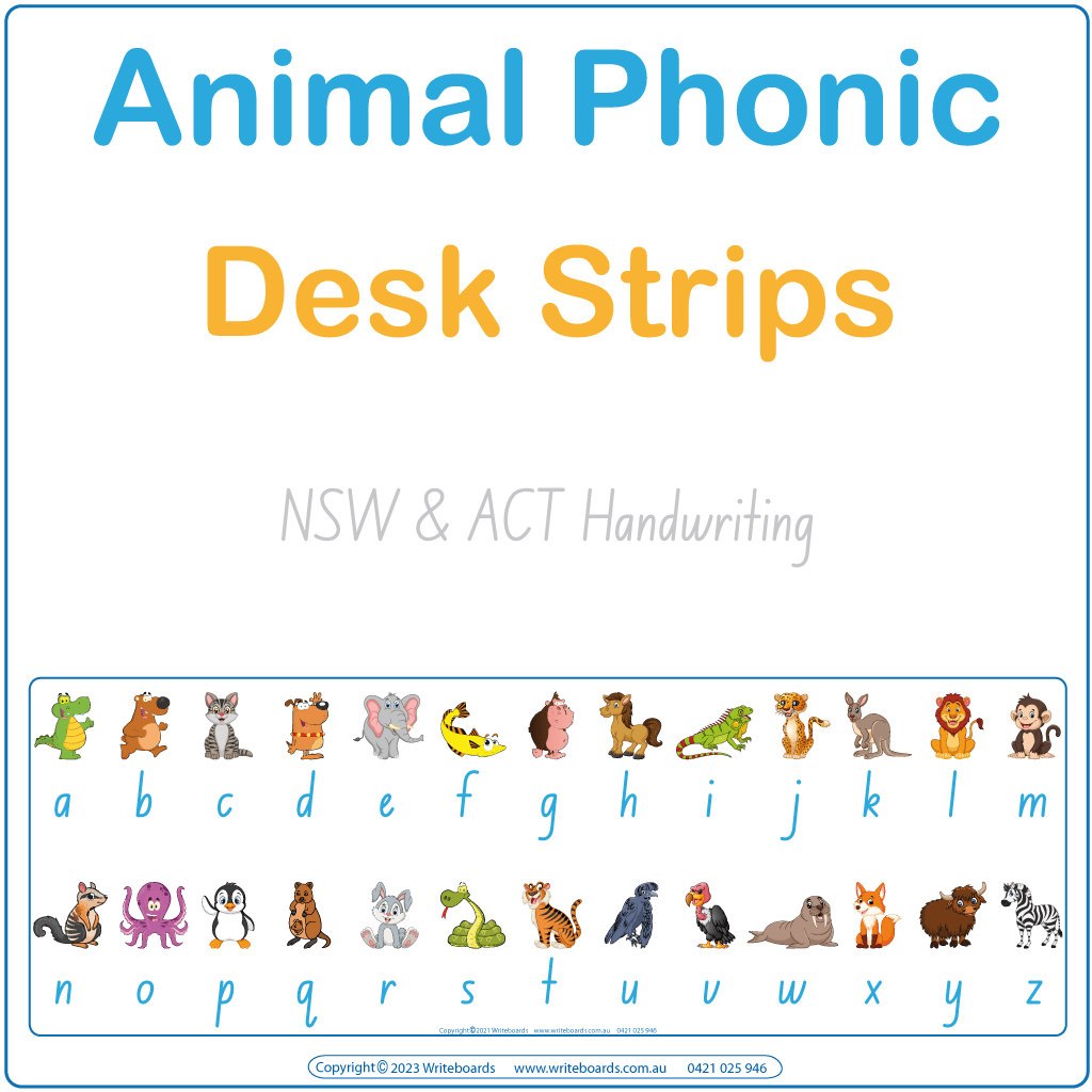 Printable NSW Animal Phonic Desk Strips, ACT Zoo Phonic Desk Strips, NSW Zoo Phonic Desk Strips