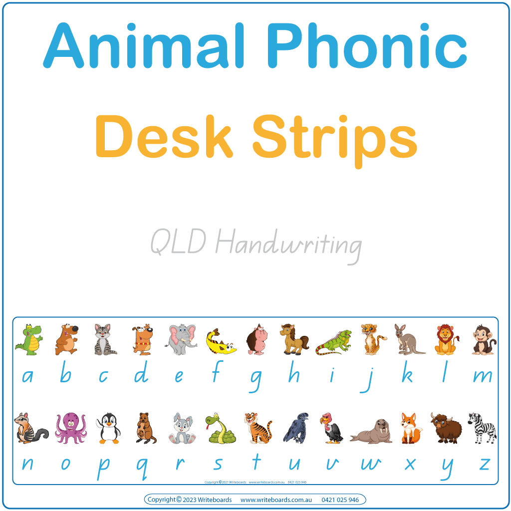 Download & Print QLD School Handwriting Animal Phonics Desk Strips to help your child