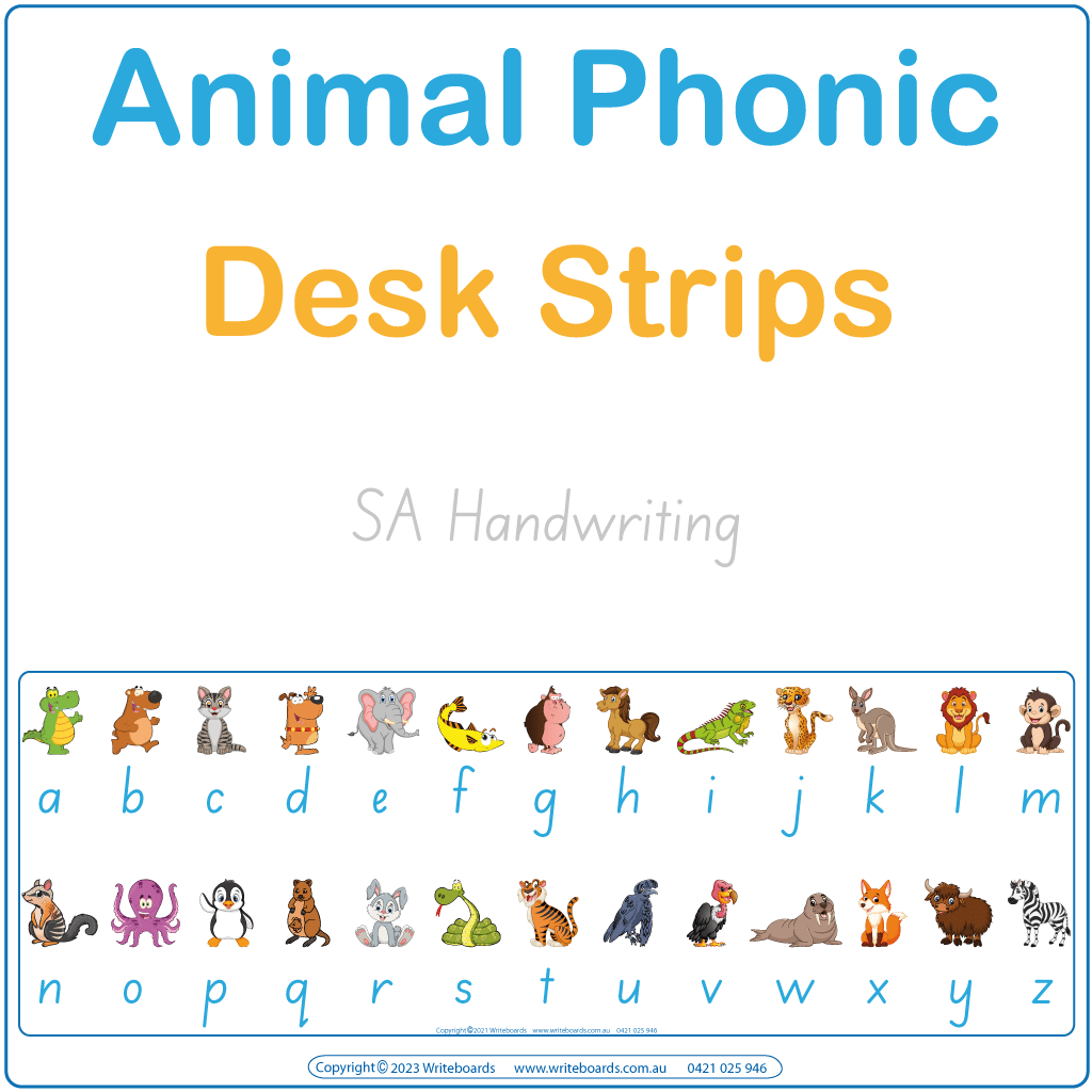 Download & Print SA Handwriting Animal Phonics Desk Strips to help your child