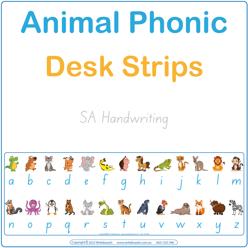 Animal Phonics Desk Strips SA Handwriting