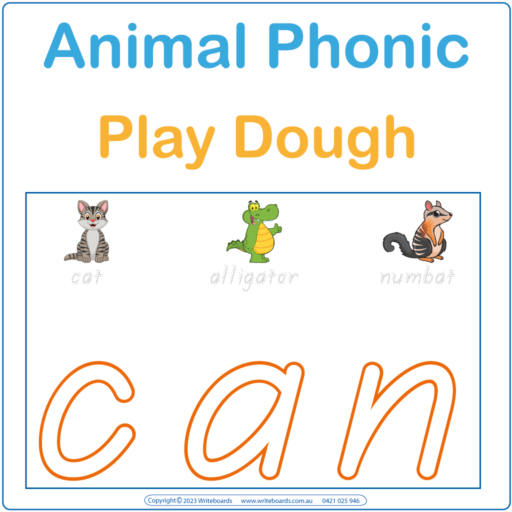 TAS Animal Phonics: 26 pages for play dough fun for Parents in TAS