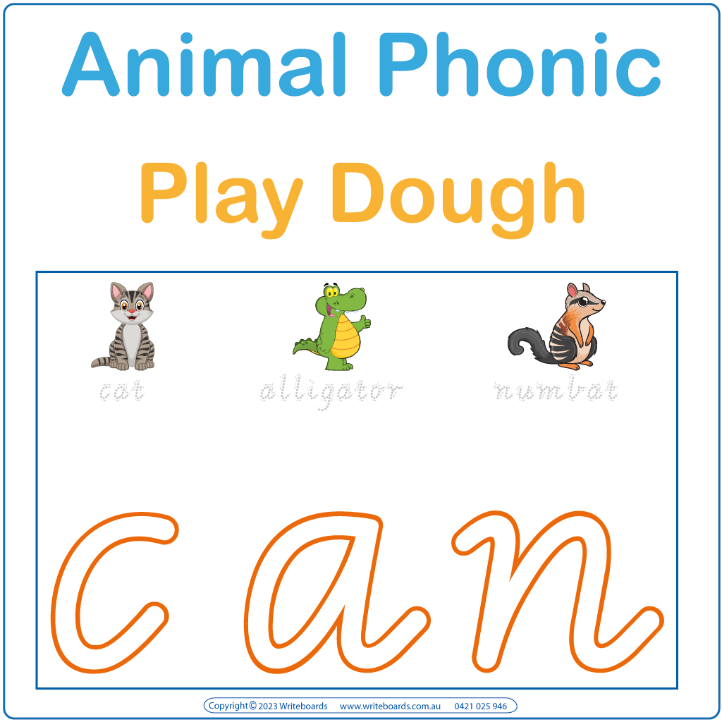 Play Dough Letters using phonics and VIC School Handwriting, VIC Animal Phonic Practice Play Dough Letters