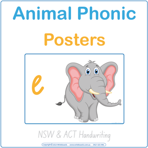 NSW Phonic Posters to brighten up your child’s room, Animal Phonic Posters using NSW School Handwriting