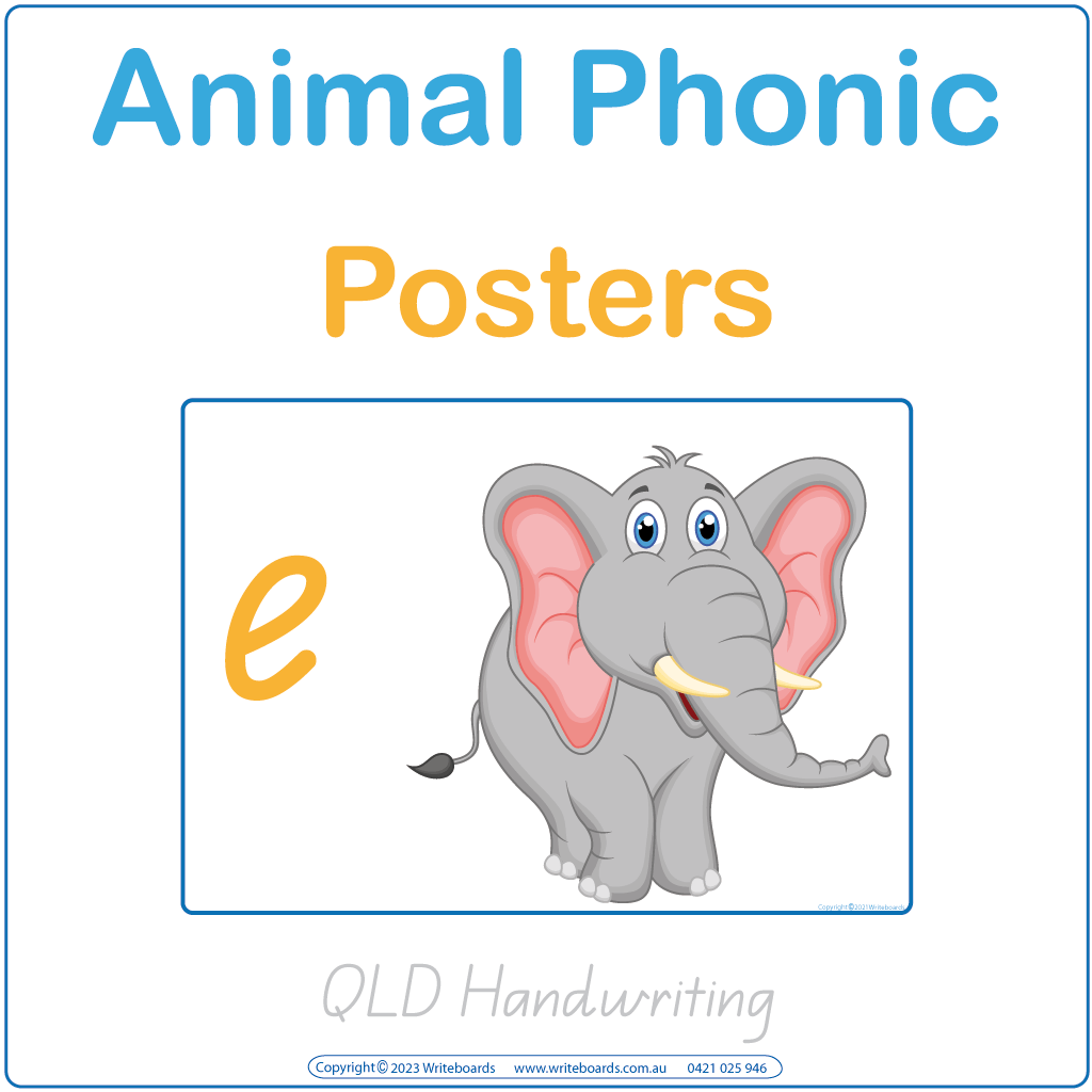 QLD Phonic Posters to brighten up your child’s room, Animal Phonic Posters using QLD School Handwriting